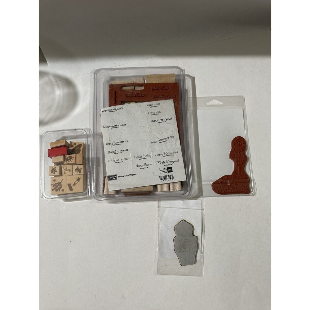Lot of Rubber Stamps Stampin Up, Stamps‎ Happy Graduation, Flowers, Baby No Cats